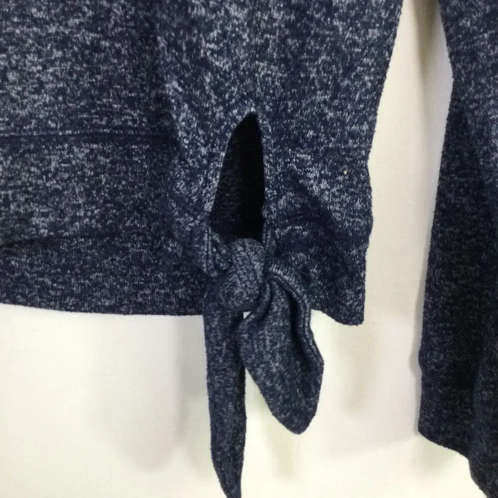 J by J. Crew Women Super Soft Side Tie Crew Neck Sweater Marled Navy Blue Size M